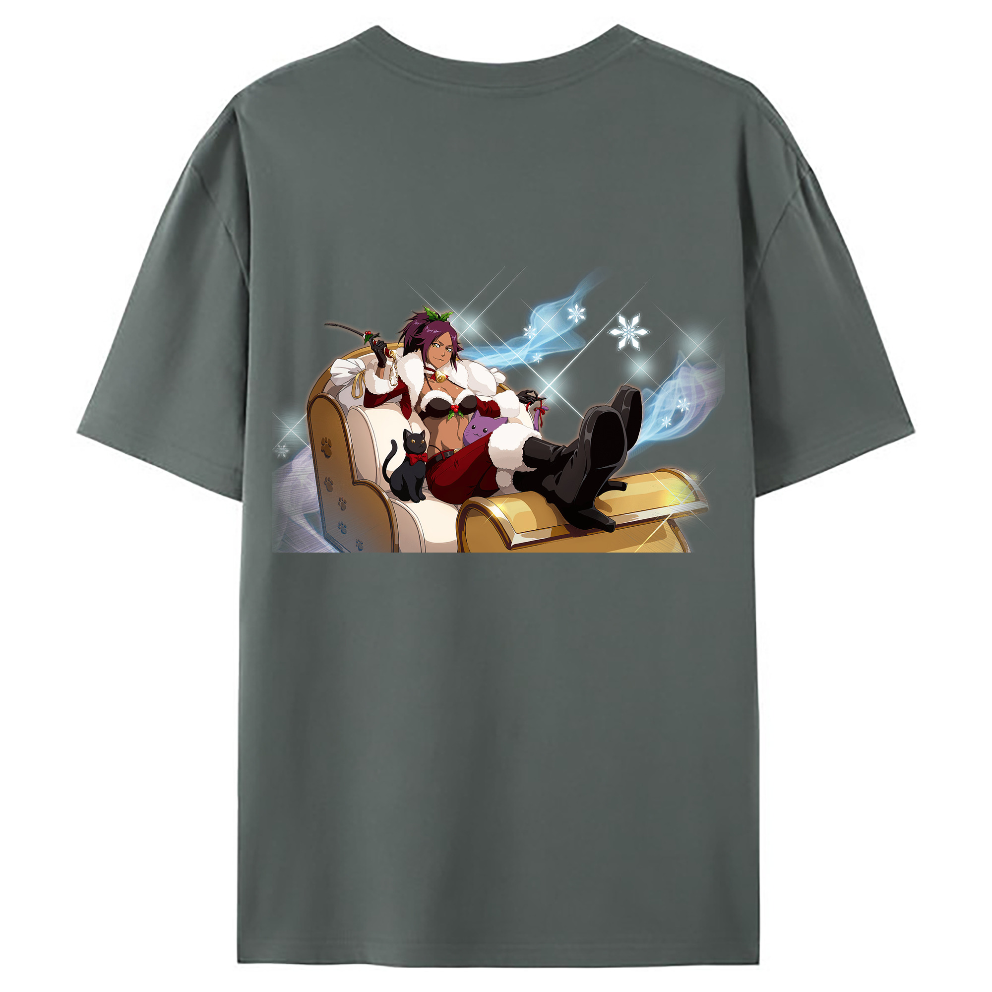 （画像用） ブリーチ 四楓院 夜一（しほういん よるいち） BLEACH Shihouin Yoruichi 綿100％ メンズ半袖Tシャツ（バックプリント） 通気性